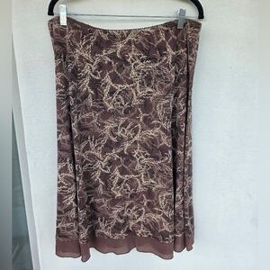 J. Jill Brown & Tan Midi Skirt w/ Filmy Trim (XL) - Stretch